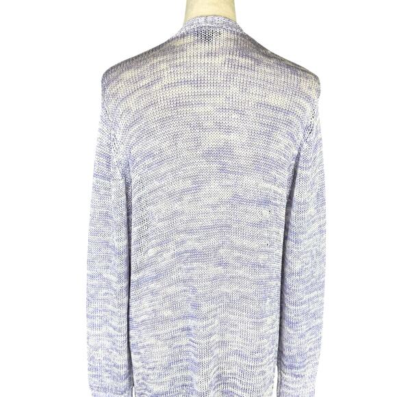 Worth Women's Lavender and White Open Front Knit Cardigan with Front Pockets - Picture 7 of 12